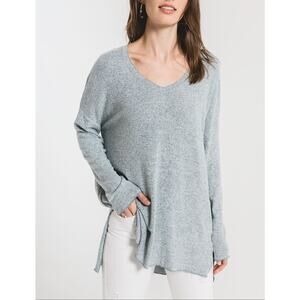 NWT Z Supply Tunic Sweater Medium Marled Gray V Neck Knit Relaxed Fit Casual